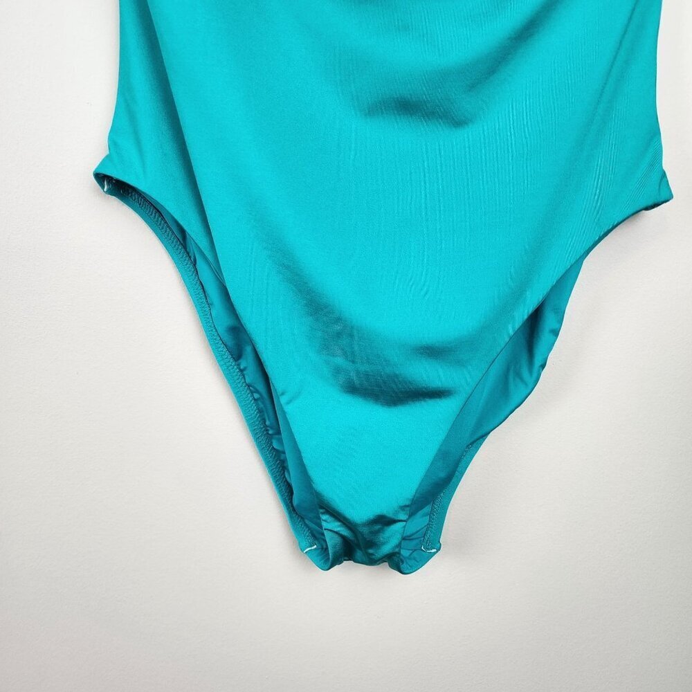 New Trina Turk sz 12 women off shoulder ruffle swimsuit turquoise - Picture 5 of 14